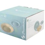 Servizio tavola 18 pezzi leaves azzurro in vetro decorato. servizio composto da 6 piatti piani cm 26, 6 piatti fondi cm 22 e 6 piatti frutta cm 19. - PENGO SPA 5946617