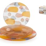 Servizio tavola 18 pezzi spotted in vetro decorato. composto da 6 piatti piani cm 26, 6 piatti fondi cm 22 e 6 piatti frutta cm 19,5 - PENGO SPA 5946800