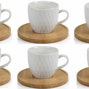 CONFEZIONE 6PZ TAZZINE DA CAFFE CON DEC ENGLAND LEGNO COLOR ROVERE - DI.MO COMMERCIALE S.P.A. 40336
