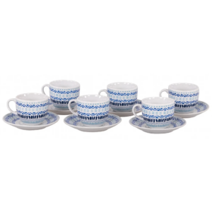 SET 6 TAZZINE DA CAFFE BIANCO E AZZURRO DISEGNO ETNICO/ASTRATTO - DI.MO COMMERCIALE S.P.A. 46564