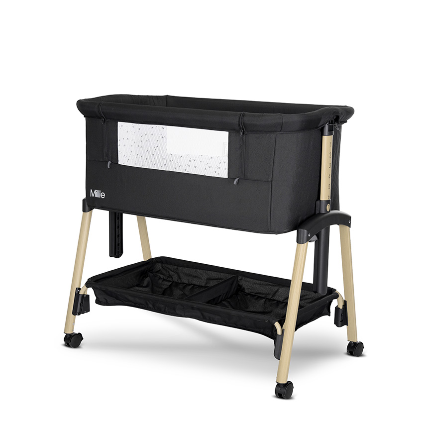 CRIB MILLIE BLACK LORELLI . IL LETTINO MORBIDO E VERSATILE DA LETTO REGOLABILE IN 7 ALTEZZE 90X53X89CM - LRE 10080732601